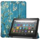 For Kindle Fire HD 8 (2020) Colored Drawing Horizontal Flip Leather Case, with Three-folding Holder & Wake-up / Sleep Function(Apricot Flower) - 1