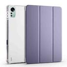 For Xiaomi Pad 5 Pro 12.4 3-fold TPU Leather Tablet Case with Pen Slot(Lavender Purple) - 1