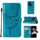 For OnePlus Ace 2 5G / 11R 5G Embossed Butterfly Leather Phone Case(Blue) - 1