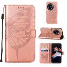 For OnePlus Ace 2 5G / 11R 5G Embossed Butterfly Leather Phone Case(Rose Gold) - 1