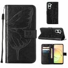 For Realme 10 4G Embossed Butterfly Leather Phone Case(Black) - 1