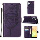 For Realme 10 4G Embossed Butterfly Leather Phone Case(Dark Purple) - 1