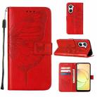 For Realme 10 4G Embossed Butterfly Leather Phone Case(Red) - 1