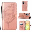 For Realme 10 4G Embossed Butterfly Leather Phone Case(Rose Gold) - 1