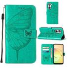 For Realme 10 4G Embossed Butterfly Leather Phone Case(Green) - 1