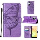 For Realme 10 4G Embossed Butterfly Leather Phone Case(Light Purple) - 1