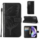 For Realme 10 Pro 5G Embossed Butterfly Leather Phone Case(Black) - 1