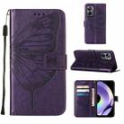 For Realme 10 Pro 5G Embossed Butterfly Leather Phone Case(Dark Purple) - 1