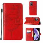 For Realme 10 Pro 5G Embossed Butterfly Leather Phone Case(Red) - 1