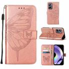 For Realme 10 Pro 5G Embossed Butterfly Leather Phone Case(Rose Gold) - 1