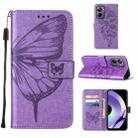 For Realme 10 Pro 5G Embossed Butterfly Leather Phone Case(Light Purple) - 1