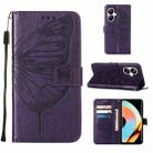 For Realme 10 Pro+ 5G Embossed Butterfly Leather Phone Case(Dark Purple) - 1