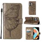 For Realme 10 Pro+ 5G Embossed Butterfly Leather Phone Case(Grey) - 1