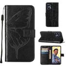 For Realme C55 Embossed Butterfly Leather Phone Case(Black) - 1