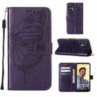 For Realme C55 Embossed Butterfly Leather Phone Case(Dark Purple) - 1