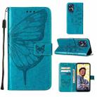 For Realme C55 Embossed Butterfly Leather Phone Case(Blue) - 1