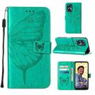 For Realme C55 Embossed Butterfly Leather Phone Case(Green) - 1