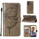 For Realme C55 Embossed Butterfly Leather Phone Case(Grey) - 1