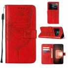 For Realme GT Neo 5 5G / GT3 Embossed Butterfly Leather Phone Case(Red) - 1