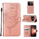 For Realme GT Neo 5 5G / GT3 Embossed Butterfly Leather Phone Case(Rose Gold) - 1