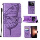 For Realme GT Neo 5 5G / GT3 Embossed Butterfly Leather Phone Case(Light Purple) - 1