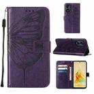 For OPPO A1 Pro / Reno8 T 5G Embossed Butterfly Leather Phone Case(Dark Purple) - 1
