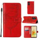 For OPPO A1 Pro / Reno8 T 5G Embossed Butterfly Leather Phone Case(Red) - 1