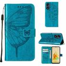 For OPPO A1 Pro / Reno8 T 5G Embossed Butterfly Leather Phone Case(Blue) - 1