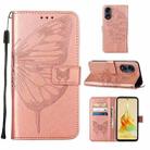 For OPPO A1 Pro / Reno8 T 5G Embossed Butterfly Leather Phone Case(Rose Gold) - 1