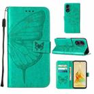 For OPPO A1 Pro / Reno8 T 5G Embossed Butterfly Leather Phone Case(Green) - 1