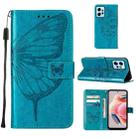 For Xiaomi Redmi Note 12 4G Global Embossed Butterfly Leather Phone Case(Blue) - 1