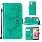 For Xiaomi Redmi Note 12 4G Global Embossed Butterfly Leather Phone Case(Green) - 1