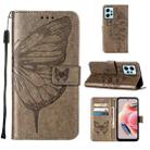 For Xiaomi Redmi Note 12 4G Global Embossed Butterfly Leather Phone Case(Grey) - 1