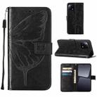 For Xiaomi 13 Embossed Butterfly Leather Phone Case(Black) - 1