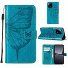 For Xiaomi 13 Embossed Butterfly Leather Phone Case(Blue) - 1
