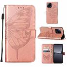 For Xiaomi 13 Embossed Butterfly Leather Phone Case(Rose Gold) - 1