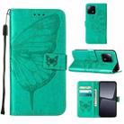 For Xiaomi 13 Embossed Butterfly Leather Phone Case(Green) - 1