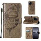 For Xiaomi 13 Embossed Butterfly Leather Phone Case(Grey) - 1