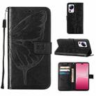 For Xiaomi 13 Lite 5G Embossed Butterfly Leather Phone Case(Black) - 1