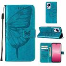 For Xiaomi 13 Lite 5G Embossed Butterfly Leather Phone Case(Blue) - 1