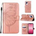 For Xiaomi 13 Lite 5G Embossed Butterfly Leather Phone Case(Rose Gold) - 1