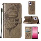 For Xiaomi 13 Lite 5G Embossed Butterfly Leather Phone Case(Grey) - 1