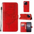 For Xiaomi 13 Pro Embossed Butterfly Leather Phone Case(Red) - 1