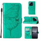 For Xiaomi 13 Pro Embossed Butterfly Leather Phone Case(Green) - 1