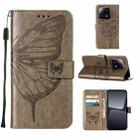 For Xiaomi 13 Pro Embossed Butterfly Leather Phone Case(Grey) - 1