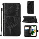 Embossed Butterfly Leather Phone Case For Xiaomi Poco X5 Pro 5G / Redmi Note 12 Pro Speed(Black) - 1