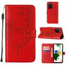 Embossed Butterfly Leather Phone Case For Xiaomi Poco X5 Pro 5G / Redmi Note 12 Pro Speed(Red) - 1