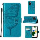 Embossed Butterfly Leather Phone Case For Xiaomi Poco X5 Pro 5G / Redmi Note 12 Pro Speed(Blue) - 1