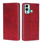 For Infinix Hot 12 Play Cow Texture Magnetic Horizontal Flip Leather Phone Case(Red) - 1