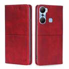 For Infinix Hot 12 Pro Cow Texture Magnetic Horizontal Flip Leather Phone Case(Red) - 1